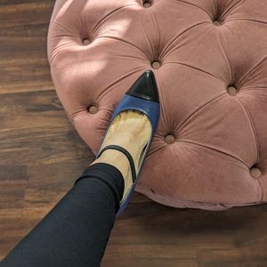 GUC Nine West 7M Heels Leather Blue with Black Cap